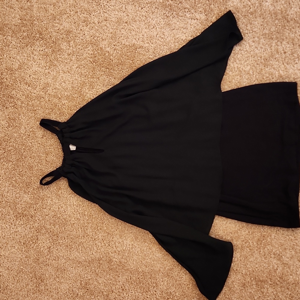 Women's Layered Dress; Outer Layer is Flowy; Bottom Layer is Fitted